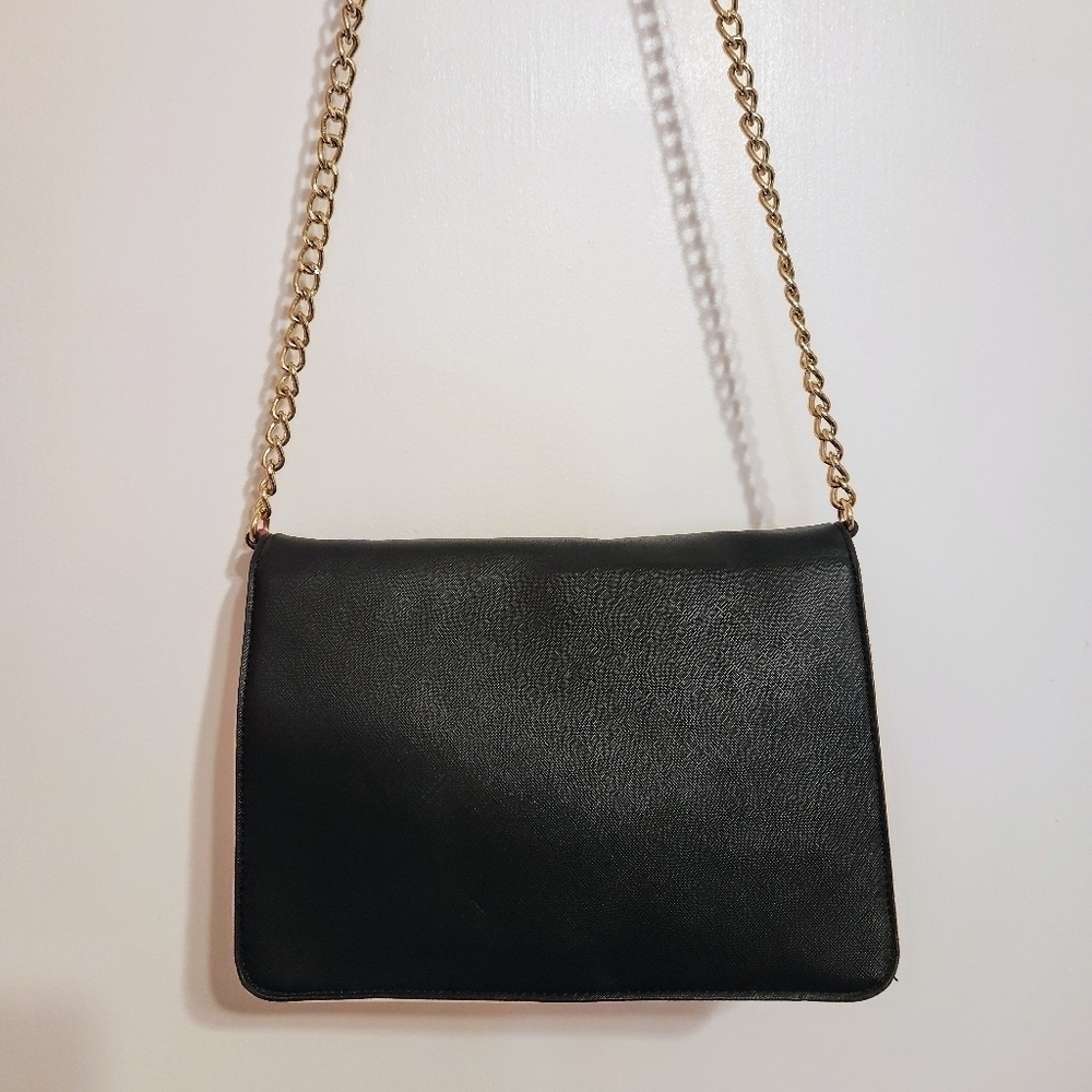 ❗️SOLD❗Betsey Johnson | Diagonal Stripe Front Pocket Foldover Flap Crossbody Bag - Picture 4 of 12
